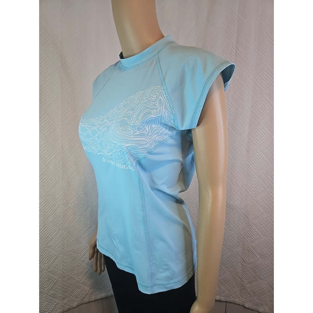 Carve Designs Large Performance Rash Guard Nylon Spandex Blue Surf Swim Top - Picture 7 of 8